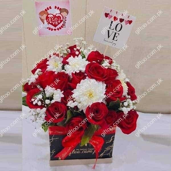 LOVE Flowers Box 1 Send Gifts To Pakistan Giftoo No1 Gift Delivery Services in Pakistan